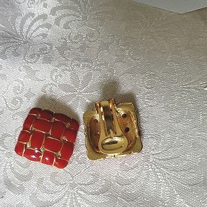 Vintage Red Clip Earrings